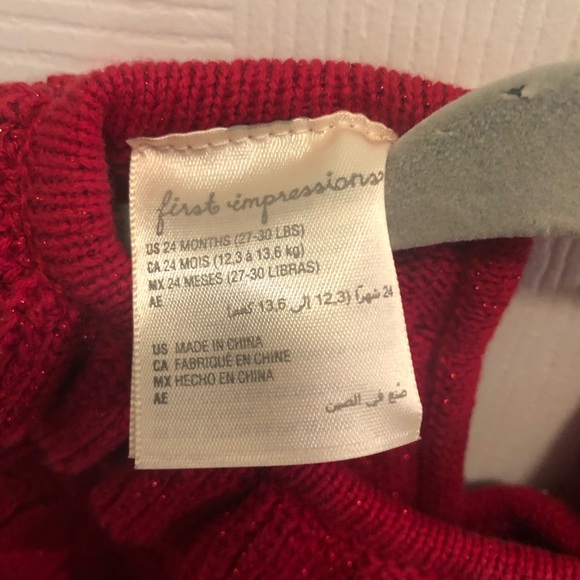 First Impressions 24 M red with sparkles sweater. - Picture 3 of 4